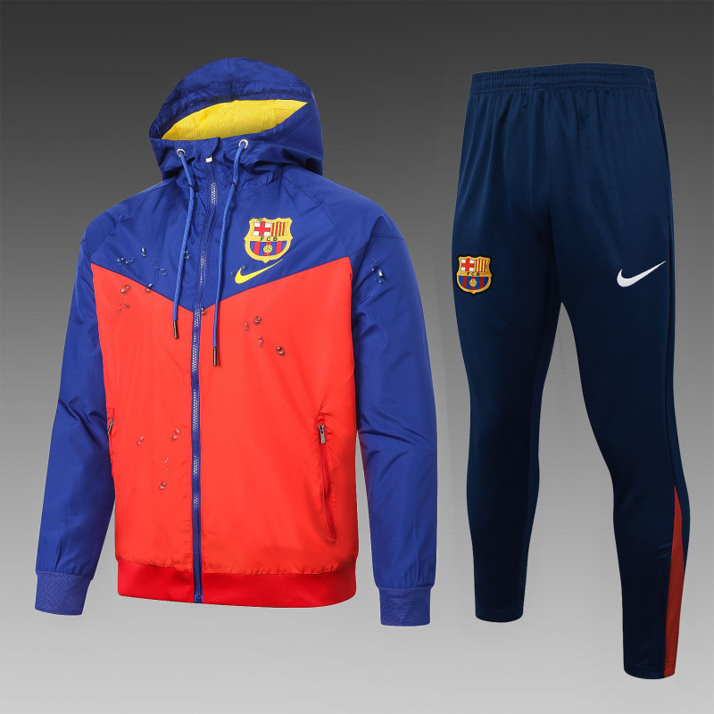 2024-25 Mens Barcelona Hoodie Jacket + Pants Training Suit  red