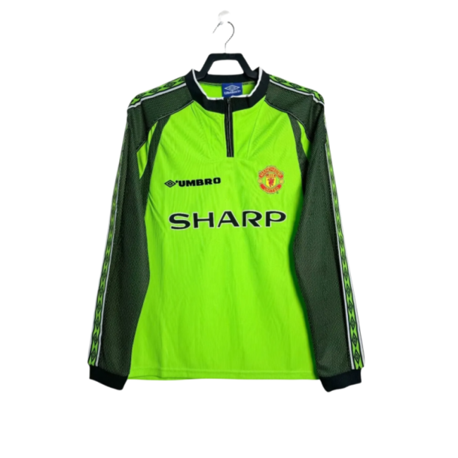 1998-99 Mens Manchester United   Retro green  goalkeeper  Long Sleeve Jersey