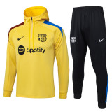 2024/25  Mens Barcelona Hoodie Sweatshirt + Pants Training Suit  Golden