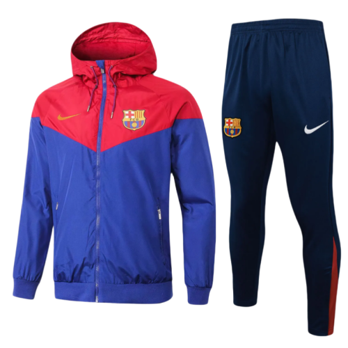2024-25 Mens Barcelona Hoodie Jacket + Pants Training Suit Colorful blue