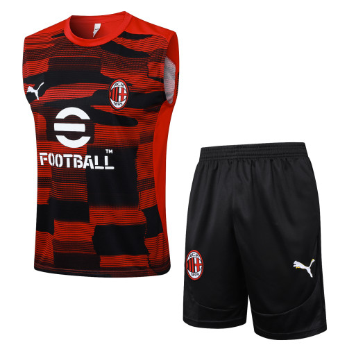 2024/25 Mens AC Milan  red and  black  Vest  Short Training Suit