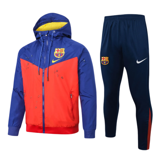 2024-25 Mens Barcelona Hoodie Jacket + Pants Training Suit  red