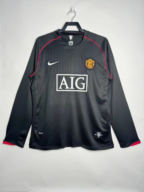 2007-08 Mens Retro Manchester United  black Long Sleeve Jersey