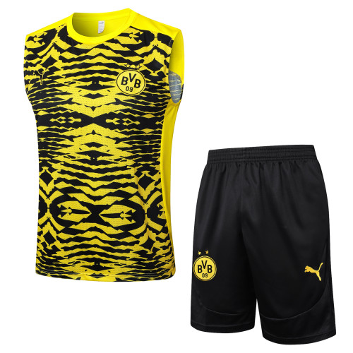2024/25 Mens Borussia Dortmund Vest Short Training Suit yellow