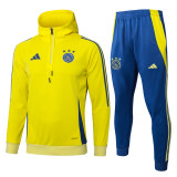 24-25 Ajax hoodie  Yellow Half Pull Tracksuit