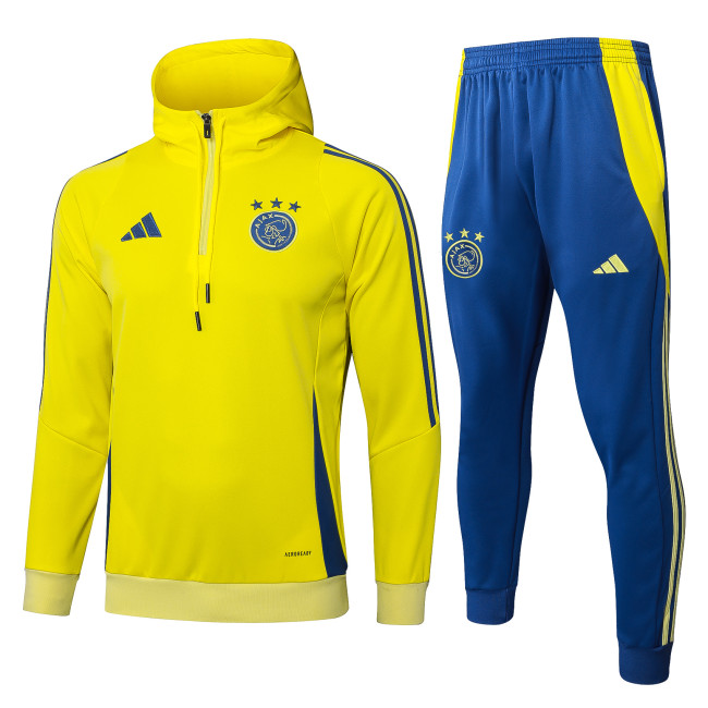 24-25 Ajax hoodie  Yellow Half Pull Tracksuit