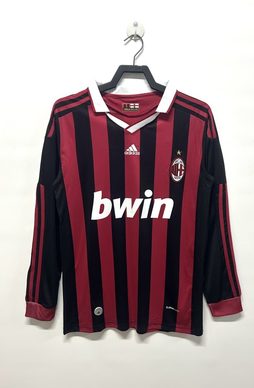 2009/10 Mens AC Milan Retro Long sleeve Home Jersey