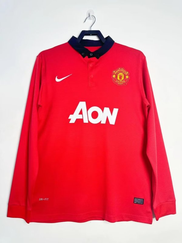 2013-14 Mens Manchester United red Retro home Long Sleeve Jersey