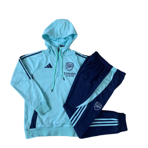 2024/25 Mens Kids Arsenal  hoodie Light Green  Half Pull Tracksuit