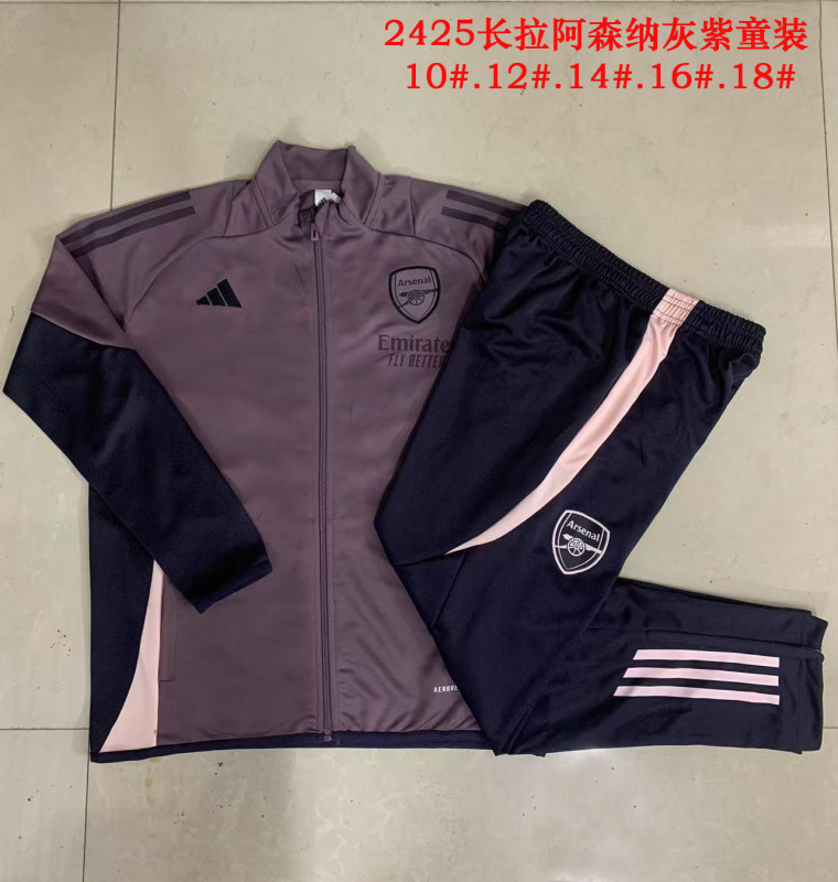 2024/25 Mens Kids Arsenal Jacket + Pants Training Suit Gray purple