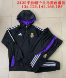24-25 Real Madrid  Kids black hoodie Half Pull Special Edition