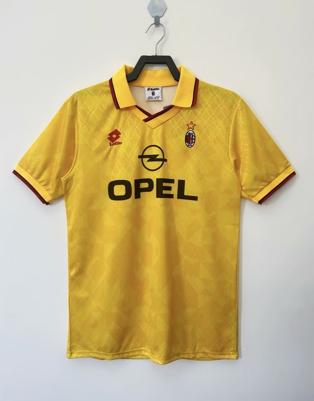 1995-96 Mens AC Milan yellow Retro Third Away Jersey