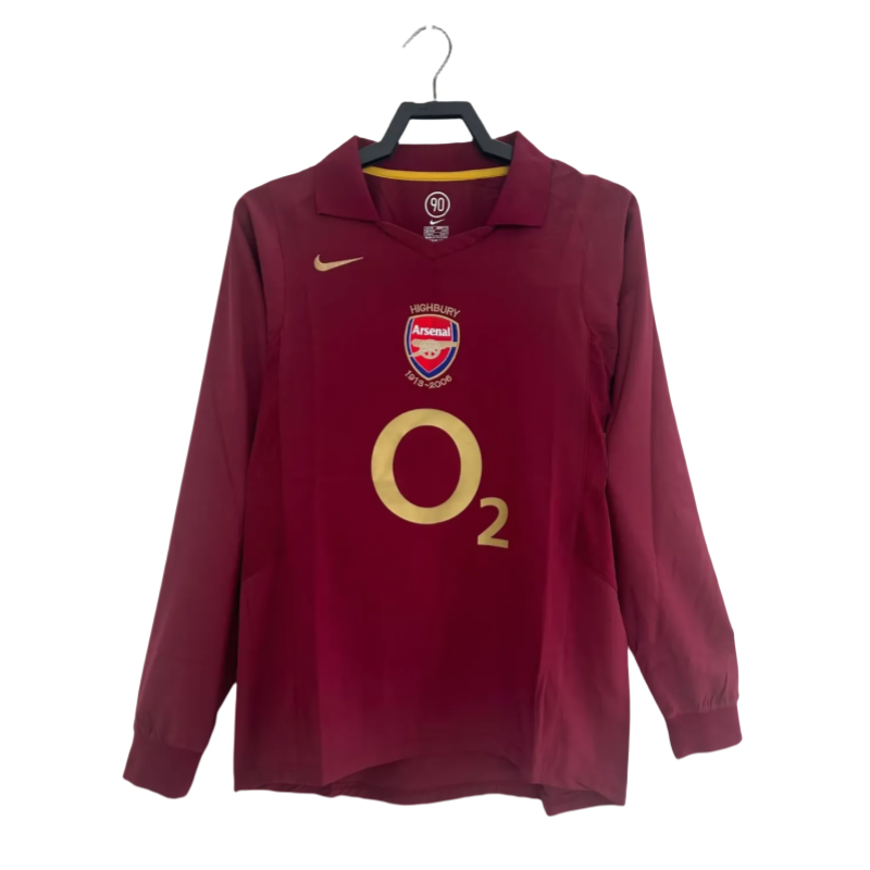 2005-06  Mens Arsenal  red home Retro Jersey Long Sleeve