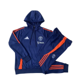 2024/25 Mens Manchester United Kids hoodie Royal Blue Half Pull Tracksuit