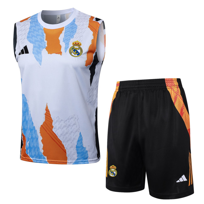 2024/25 Mens Real Madrid  Blue yellow white Vest Short traning suit