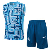 2024/25 Mens Olympique Marseille Tank top and shorts suit Light blue
