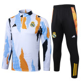 2024/25 Mens Real White yellow Madrid Half-pull Training Suit