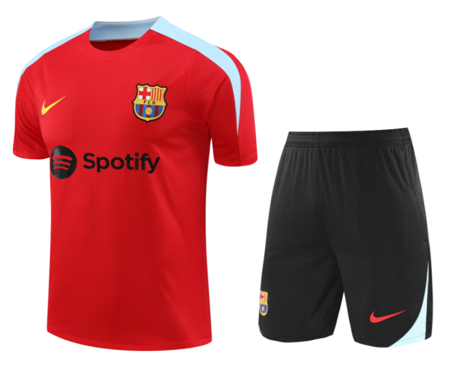2024-25 Mens   Barcelona Short Training Suit red
