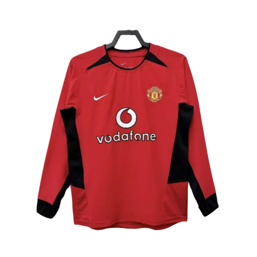 2002-04 Mens Manchester United red Retro home Long Sleeve Jersey