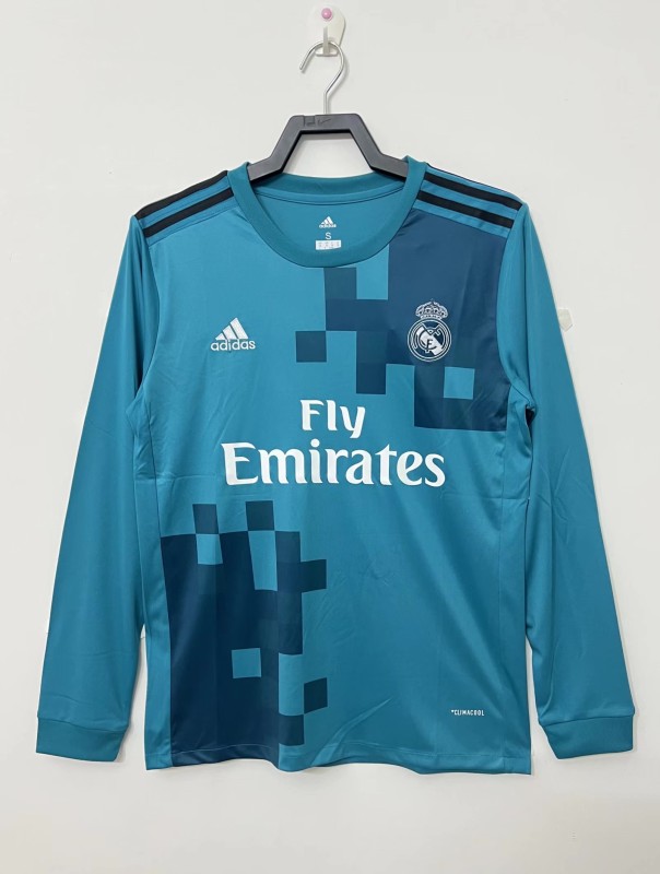 2017-18 Real Madrid  Third away  Long Sleeve Retro Soccer Jersey