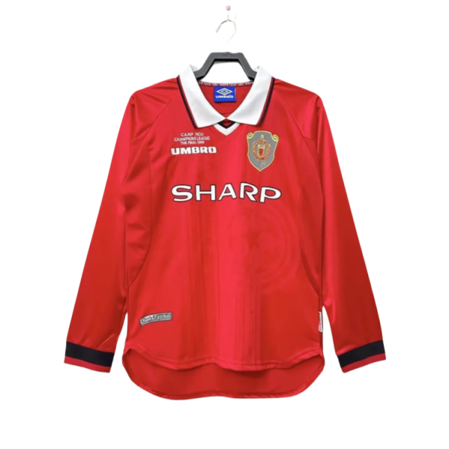 1999-00 Mens Manchester United red Retro home Long Sleeve Jersey