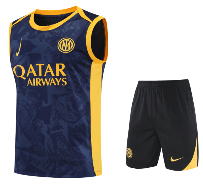 2025-26 Mens Inter Milan Yellow blue Singlet Suit