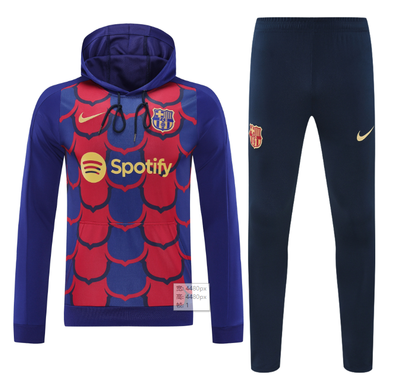 2024/25  Mens Barcelona Hoodie Sweatshirt + Pants Training Suit