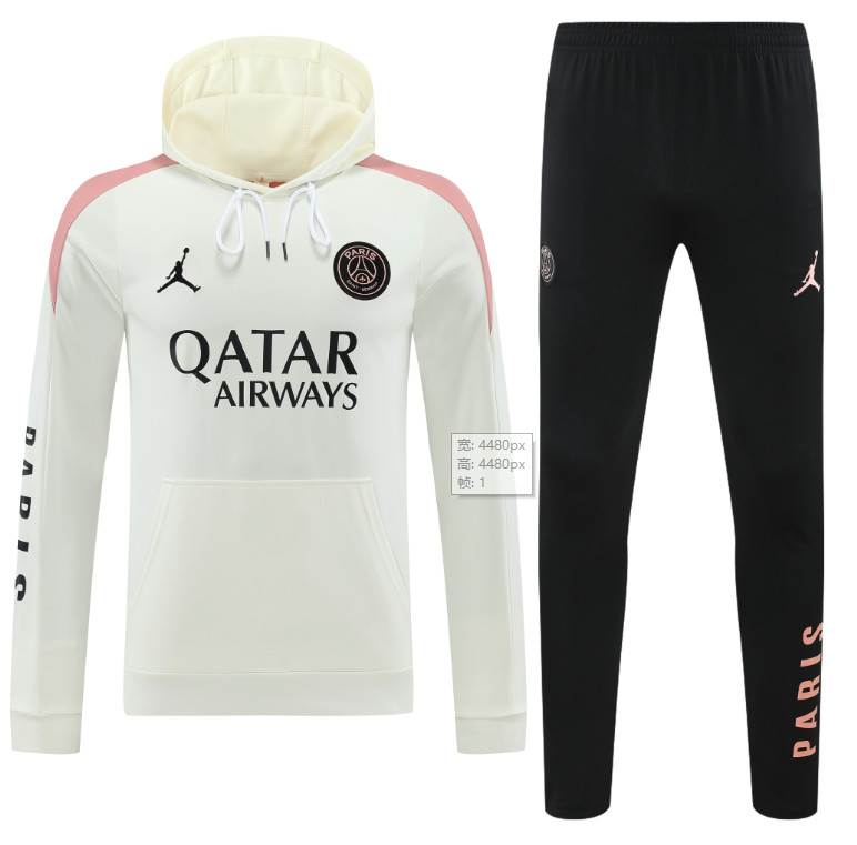 2024/25 Mens PSG Hoodie Sweatshirt + Pants Training Suit White