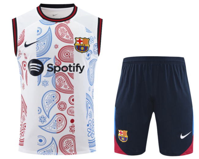 2025-26 Mens Barcelona white Vest Short traning suit