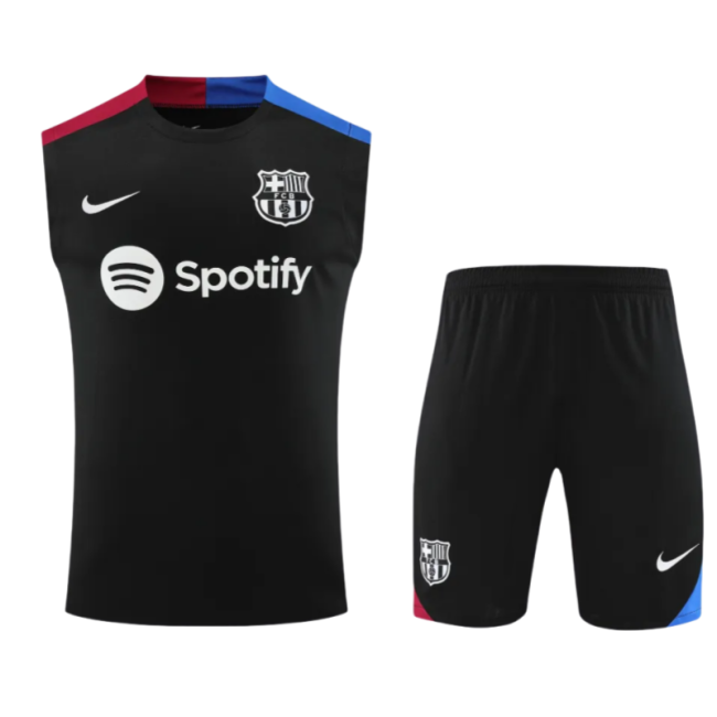 2025-26 Mens Barcelona black Vest Short traning suit
