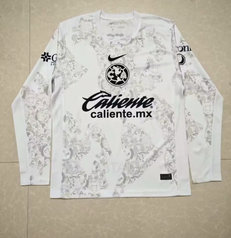 2024-25 Mens Club America Pre match white long sleeved shirt