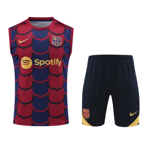 2024-25 Mens Barcelona Red Blue Vest Short traning suit