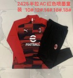 2024/25 Mens  AC Milan red kids Half Pull Tracksuit