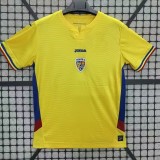 2025-26 Mens Romania yellow Home Fans Soccer Jersey
