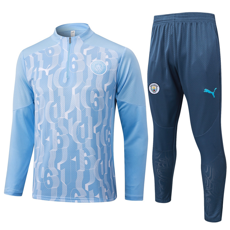 Mens Manchester City half Training Suit light blue  2024/25