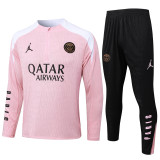 24-25Mens  PSG player version  pink Half Pull Tracksuit
