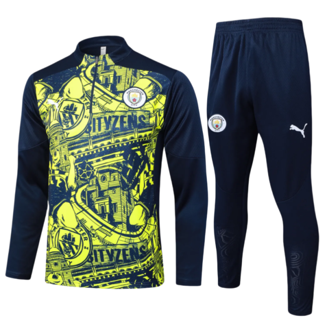 Kids Manchester City Training Suit Green - Black 2024/25