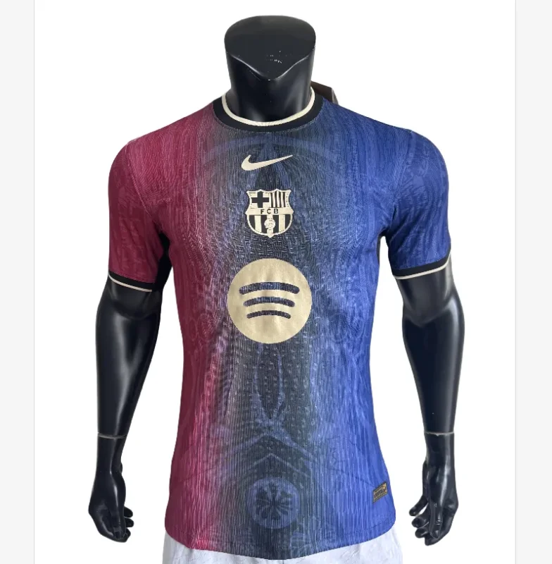 2025-26 Mens Barcelona Player special edition ren and blue  soccer Jersey