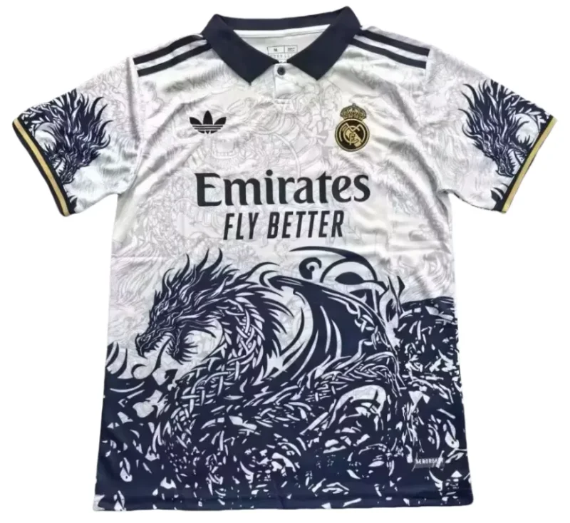 2025-26 Mens Real Madrid POS White Blue Dragon Soccer Jersey