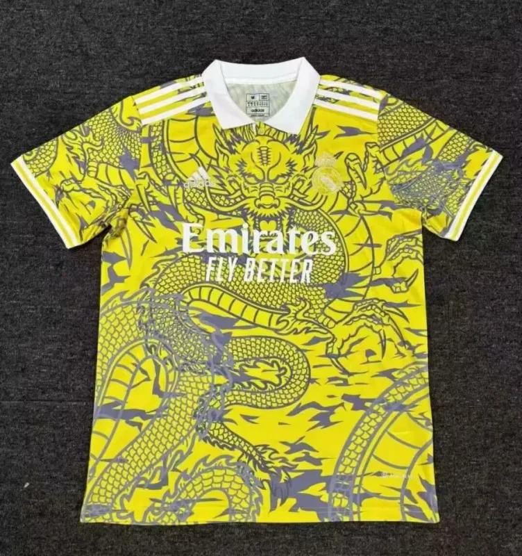 2025-26 Mens Real Madrid Golden Dragon Open Tube  Soccer Jersey