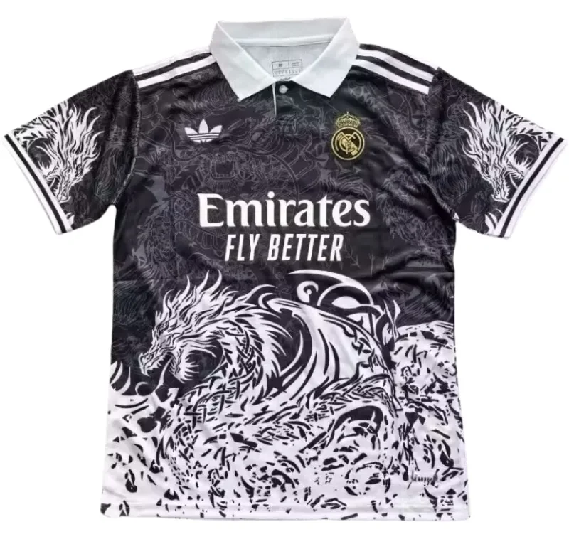 2025-26 Mens Real Madrid POS Black Blue Dragon Soccer Jersey