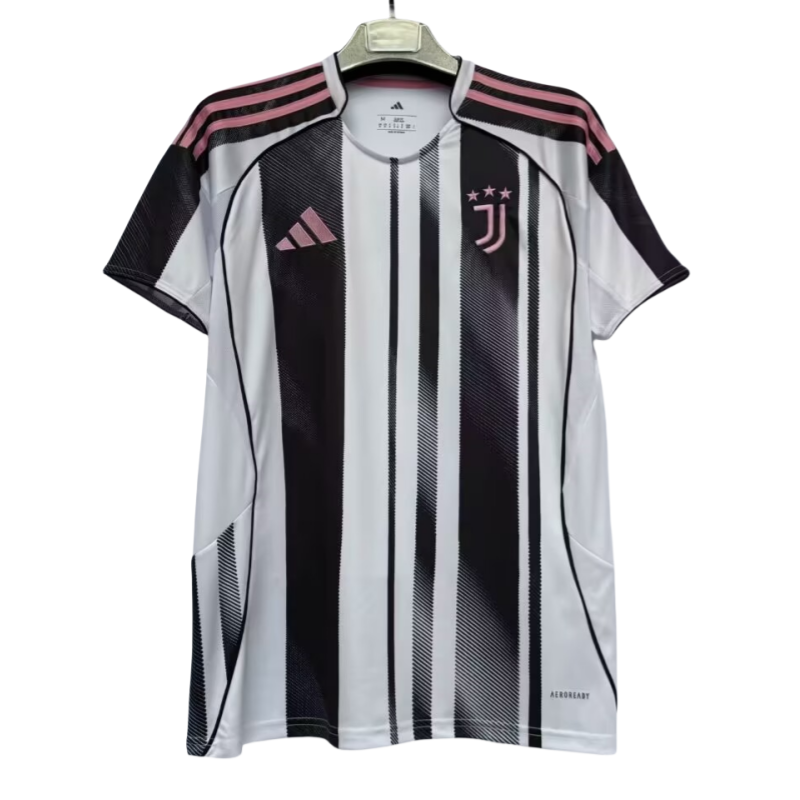 2025-26 Mens Juventus  Black and White  Home 1:1 Soccer Jersey