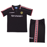 1998-99 Kids Retro Manchester United black Away Soccer Jersey