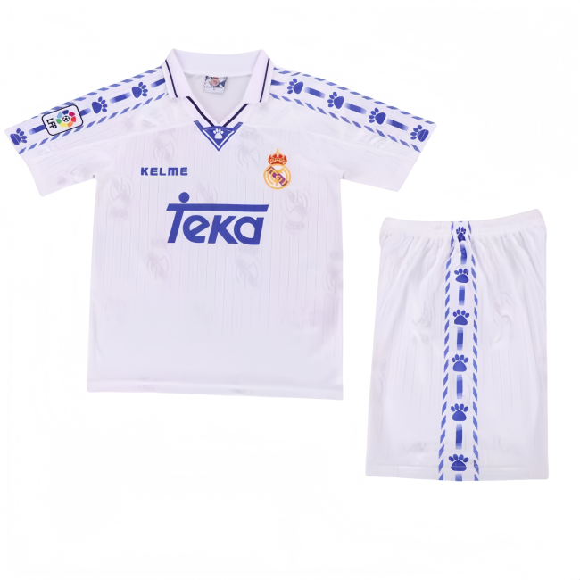 1996-97 Kids Retro Real Madrid white  Away Soccer Jersey