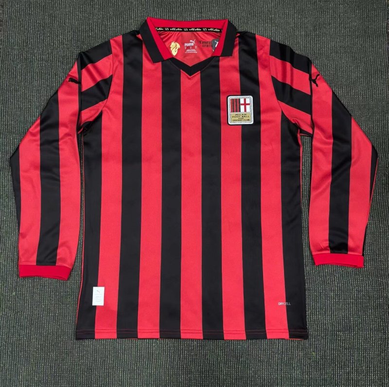 2025-26 Mens AC Milan 125th Years red Black Long sleeve Jersey