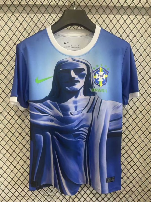 2025-26 Mens Brazil Jesus Special Edition blue Soccer Jersey