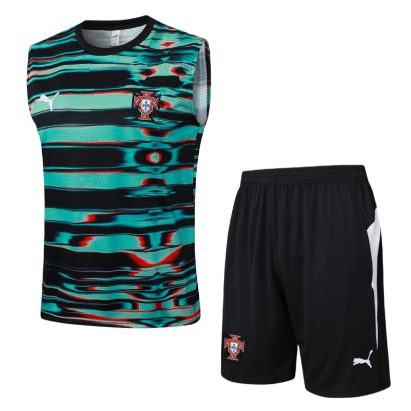 2025-26 Mens Portugal Green inkjet Vest Short traning suit