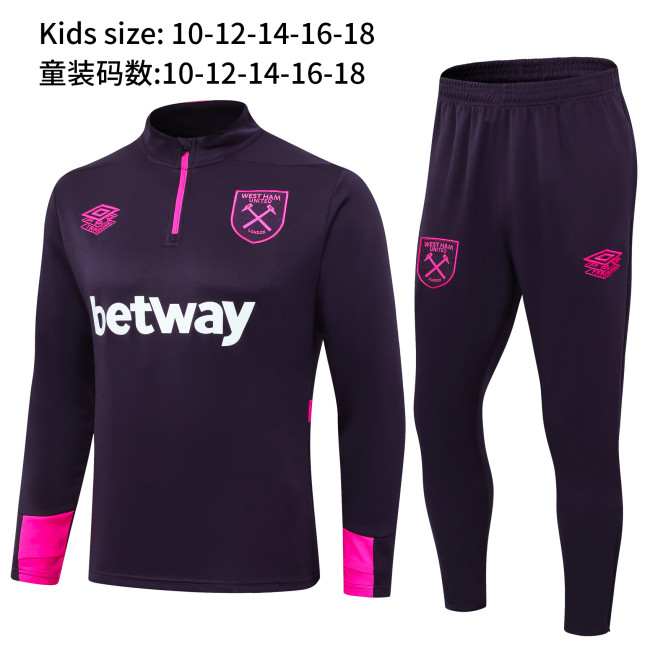 2024-25 West Ham Purple Kids Half pull Training Suit