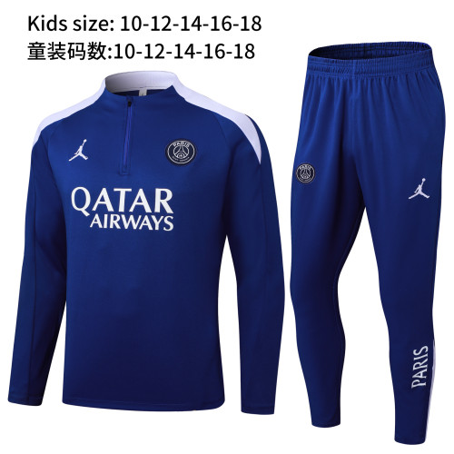 2025-26Kids PSG Colorful Blue  Half Pull Tracksuit