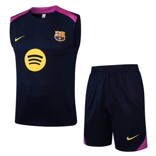 2025-26 Mens Barcelona  Upper Blue Vest Short traning suit